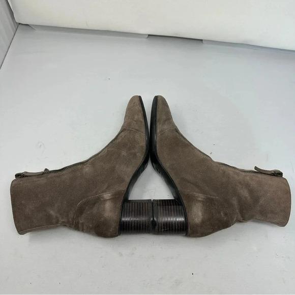 Homers Taupe Suede Leather Double Zip Booties  US‎ 7 1/2 EU 37 1/2 Spain Artisan - Picture 12 of 16